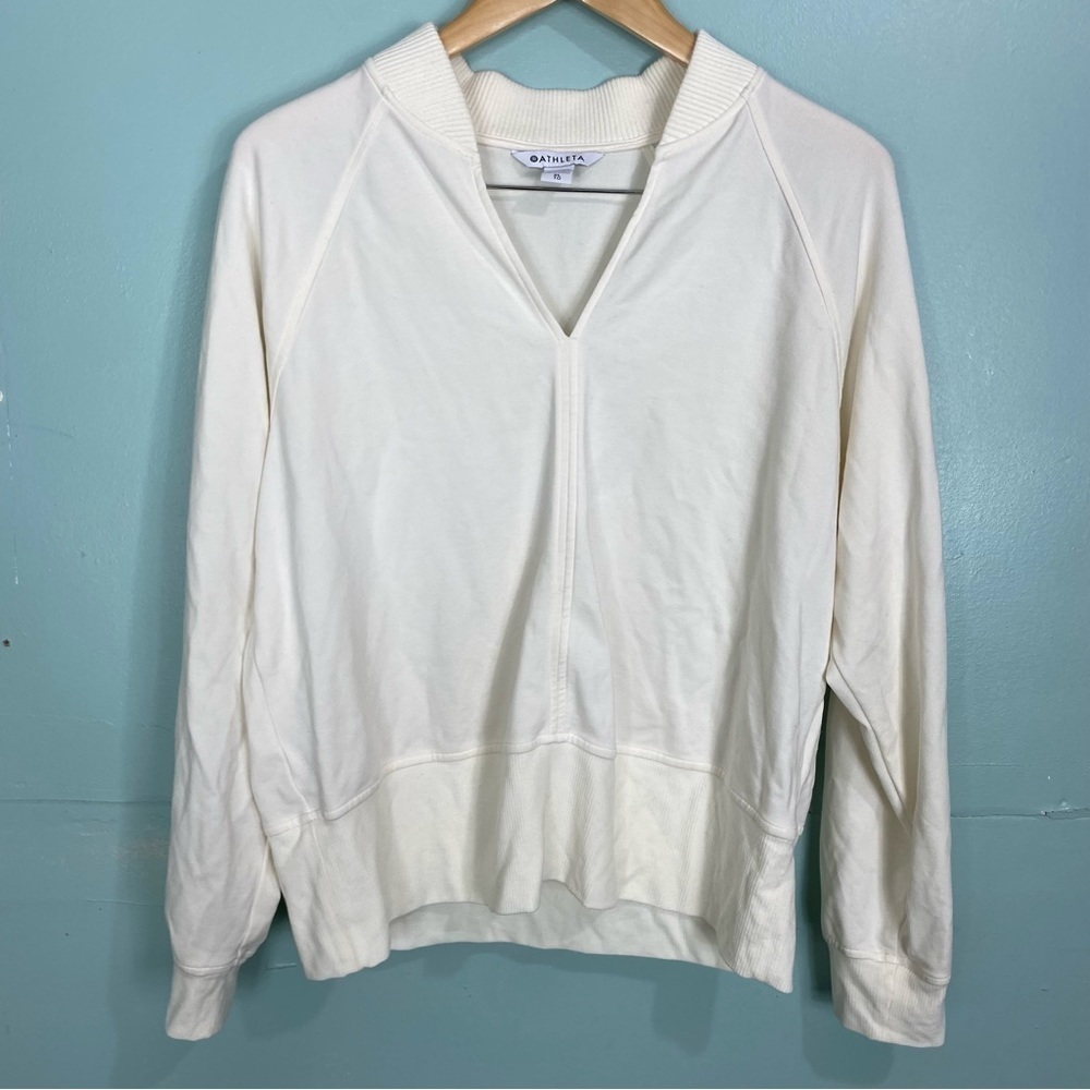 Athleta Eastbound Sweatshirt‎ Ivory Creme Sz XL Sweater 986965